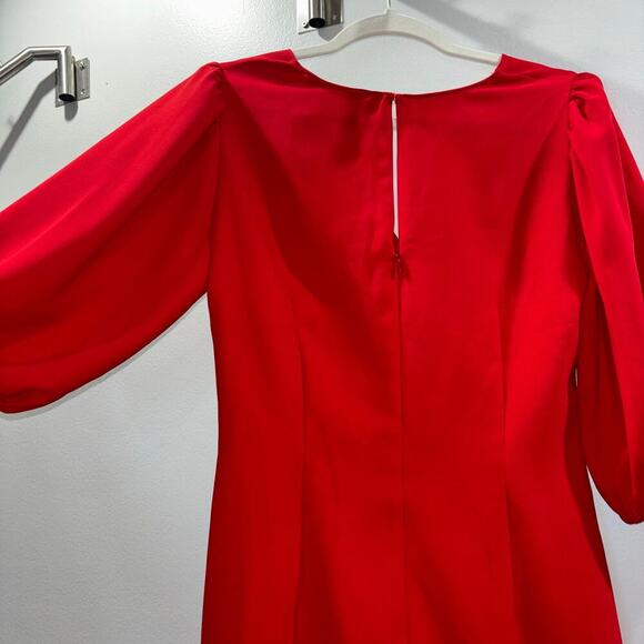 Amanda Uprichard Red Puff Sleeve Twist Front Mini Dress – Size Medium - Picture 10 of 15